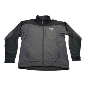 The North Face Apex Jacket Mens XL Gray Black Colorblock Softshell Full Zip